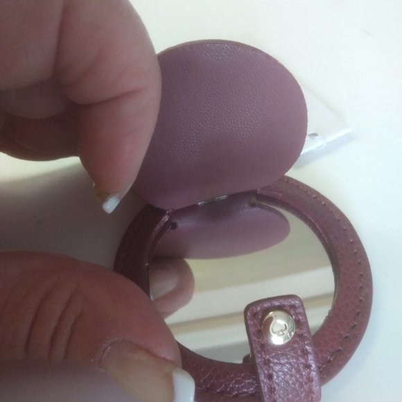 New Women Kate Spade New Burgundy Circular Mirror Key Fob